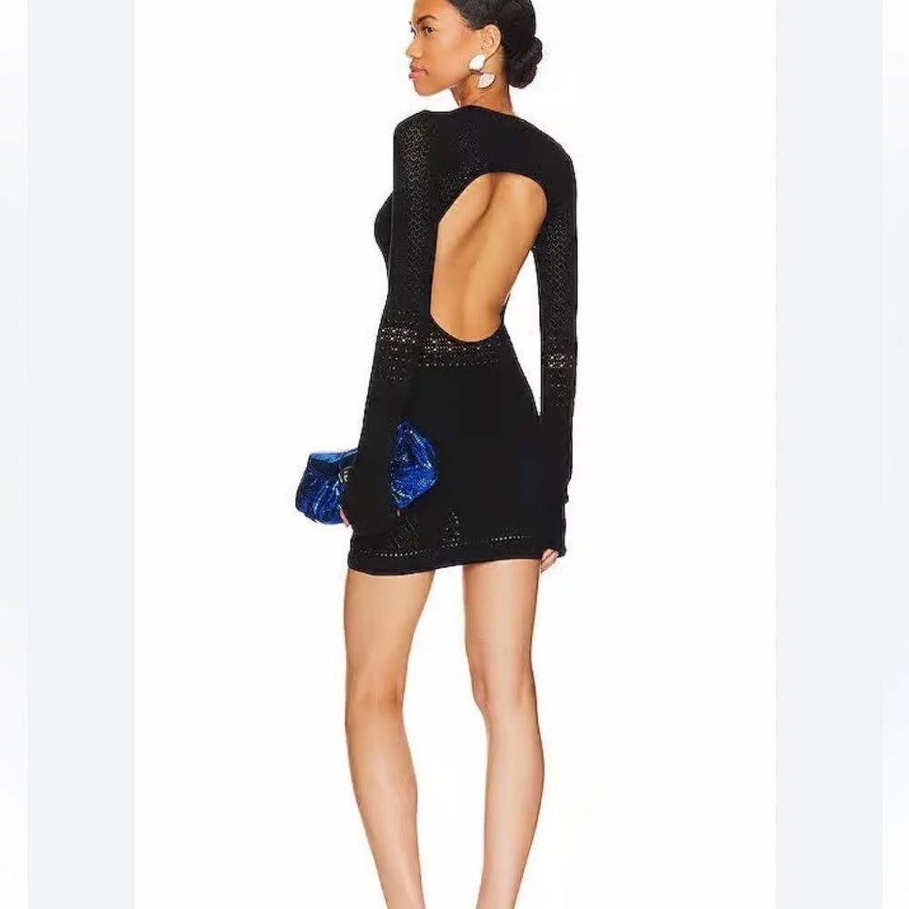 Revolve NBD Brenna Knit Lace Mini Dress with Thumbholes Black Women’s Medium
